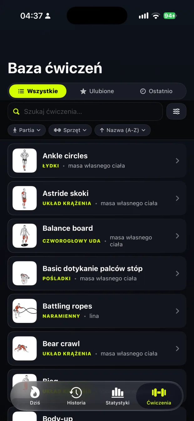 Biblioteka ćwiczeń z filtrami